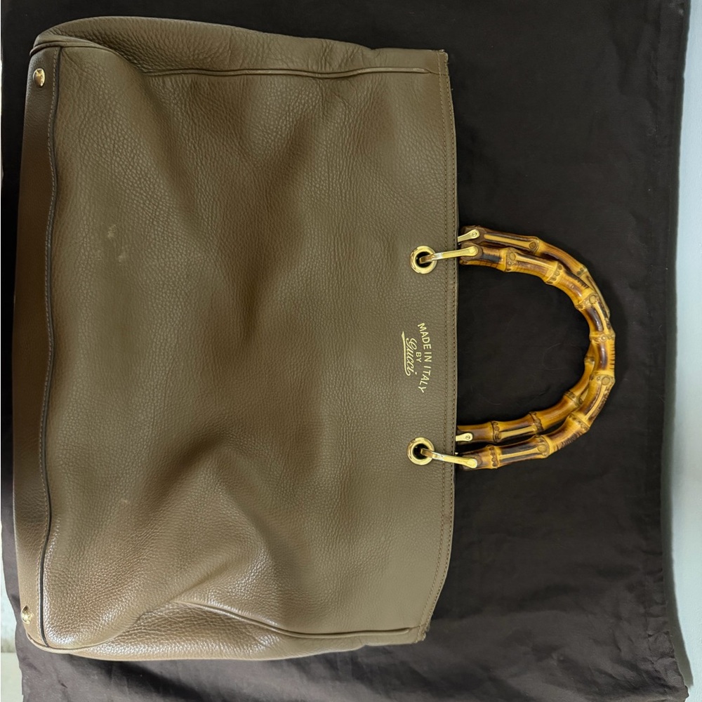Gucci Brown Leather Tote with Bamboo Handles